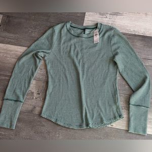 American Eagle Henley striped long sleeve top green size large NWT